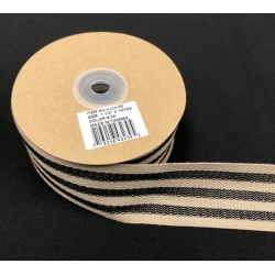 Faux Burlap Ribbon Black Stripe 1.5" 10y